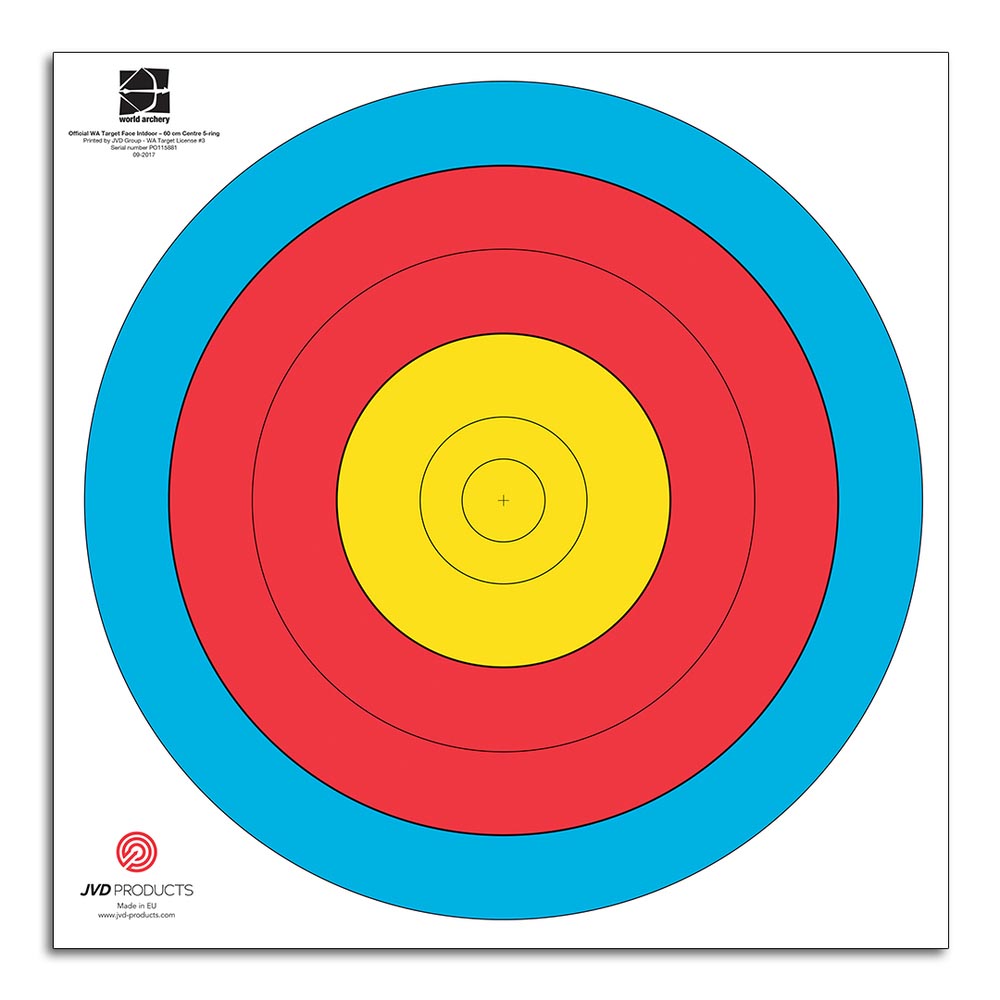JVD target face FITA 80cm Centre 5-Ring - 250 Pcs